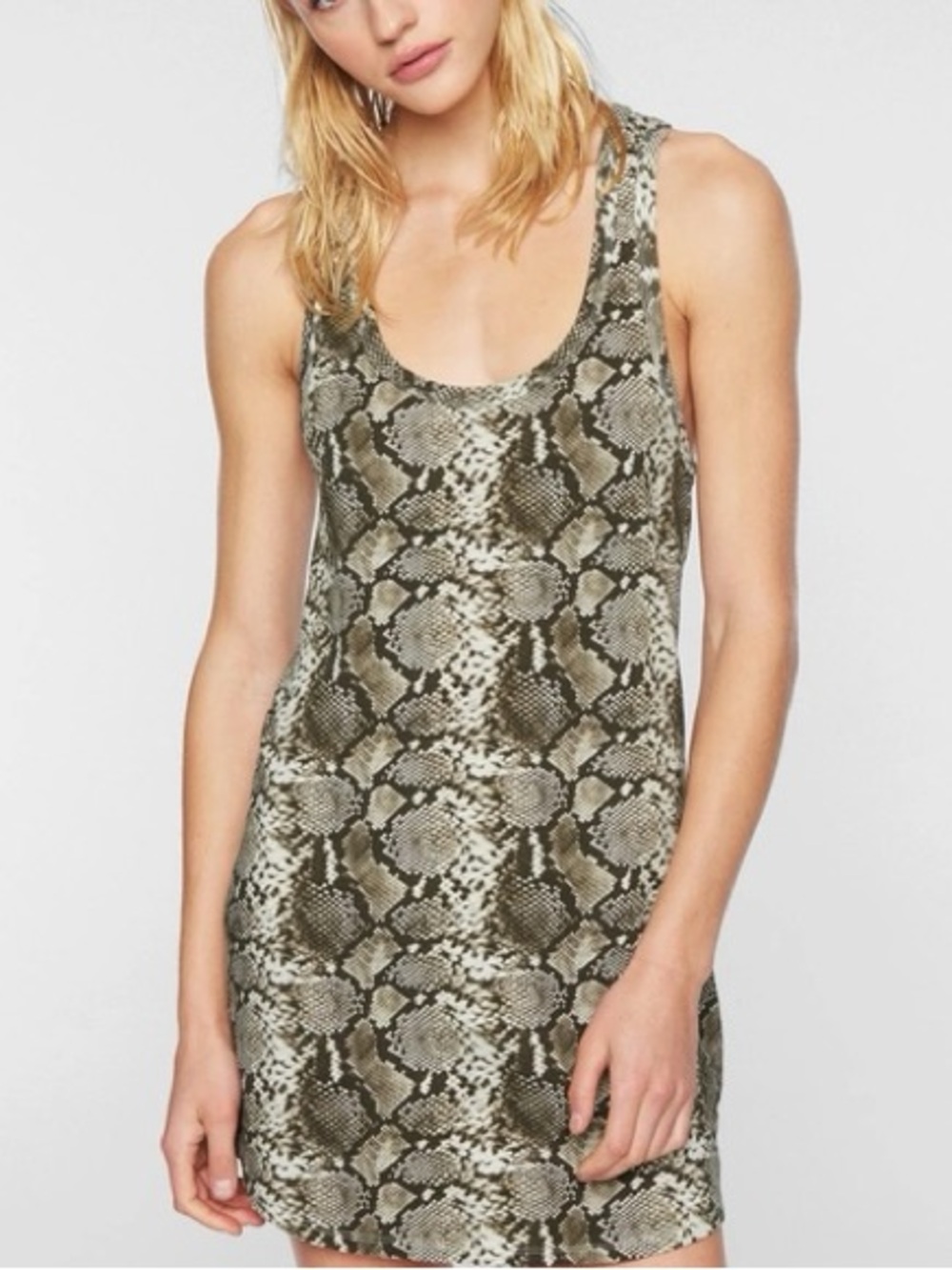Pam & Gela Olive and Black Snake Print Tank Dress